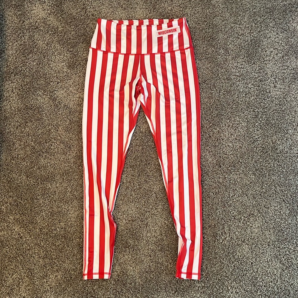 University of Wisconsin - Madison ZooZatz Women's Striped Leggings (Red/White)